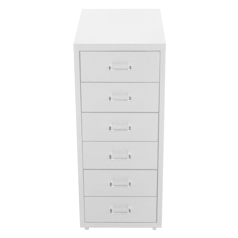 Office Rolling File Cabinet with 6 Drawers Shelf and Wheels White