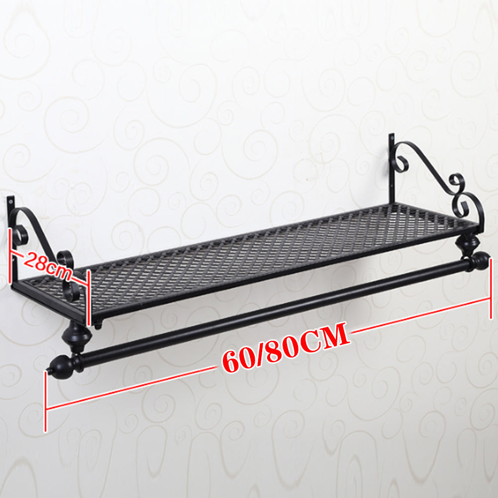 80cm Length Black Wall Mounted Garment Clothes Rail Home Shop Dress Hanging Display