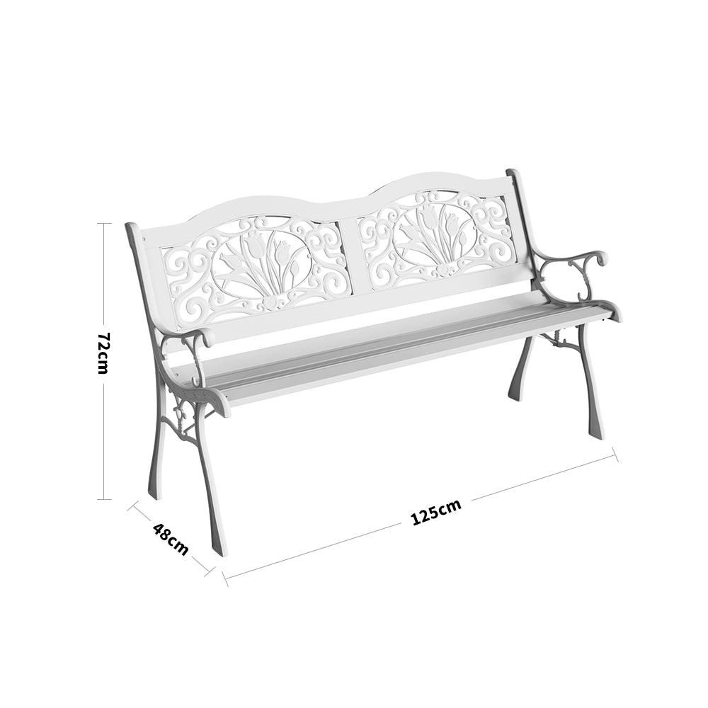 Black Metal Frame Wood Garden Bench