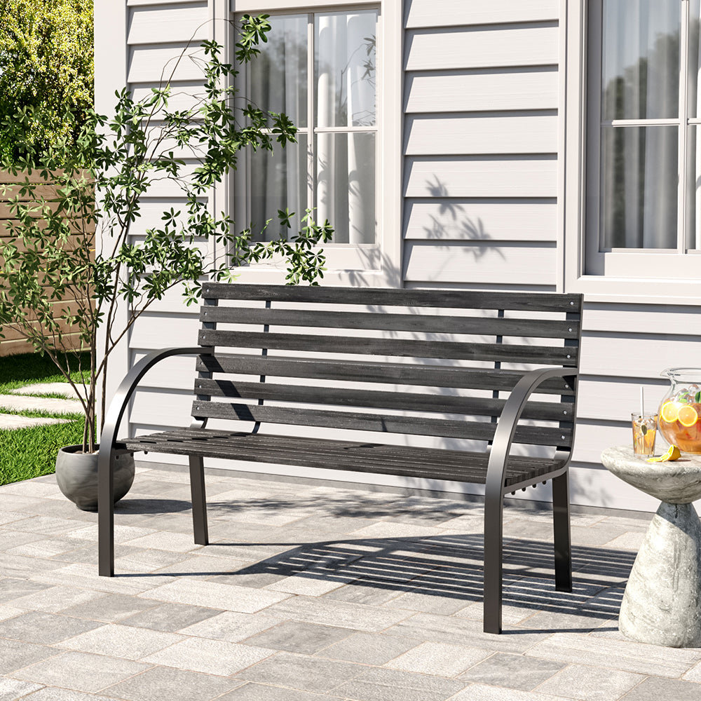 Black Outdoor Wooden Garden Bench