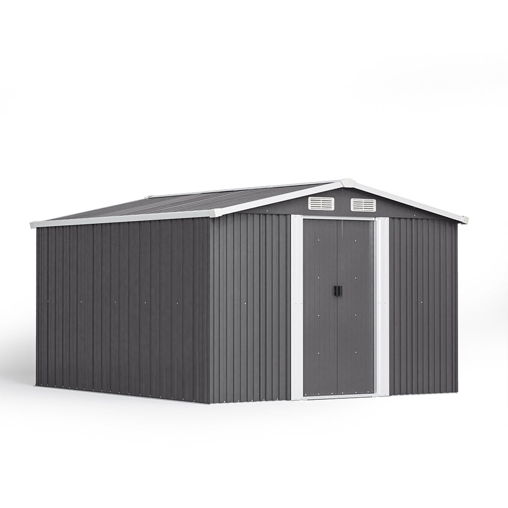10ft x 8ft Metal Garden Shed Outdoor Tool shed,Dark Grey