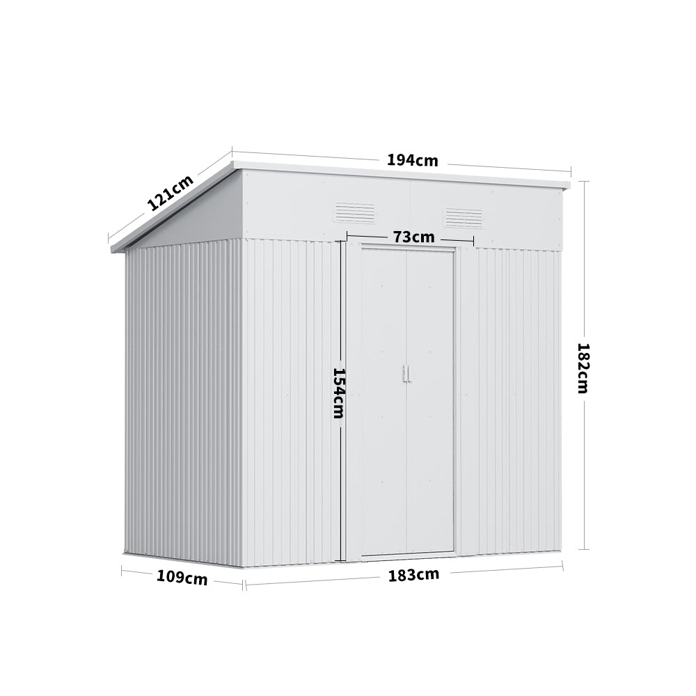 4ft x 6ft Metal Garden Shed Pent Roof Storage Tools House with FREE Base Foundation