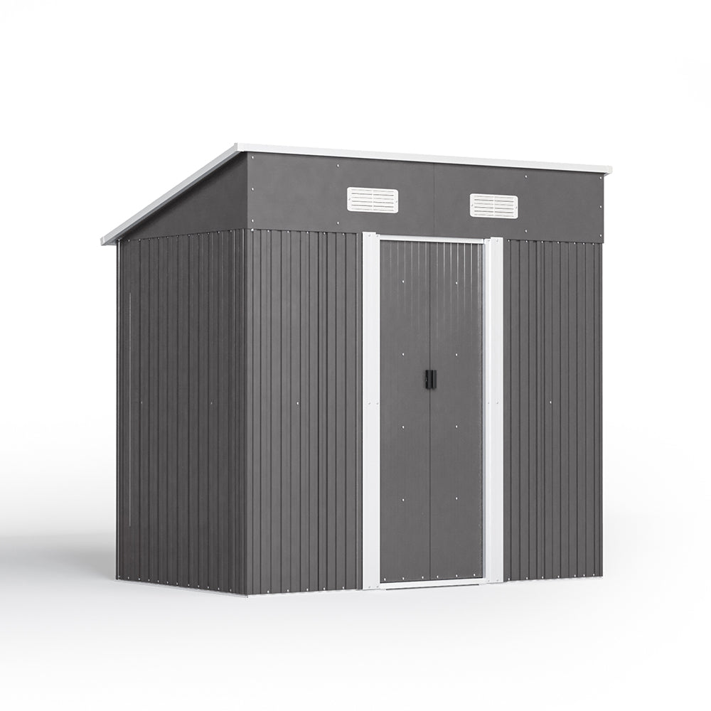 4ft x 6ft Metal Garden Shed Pent Roof Storage Tools House with FREE Base Foundation