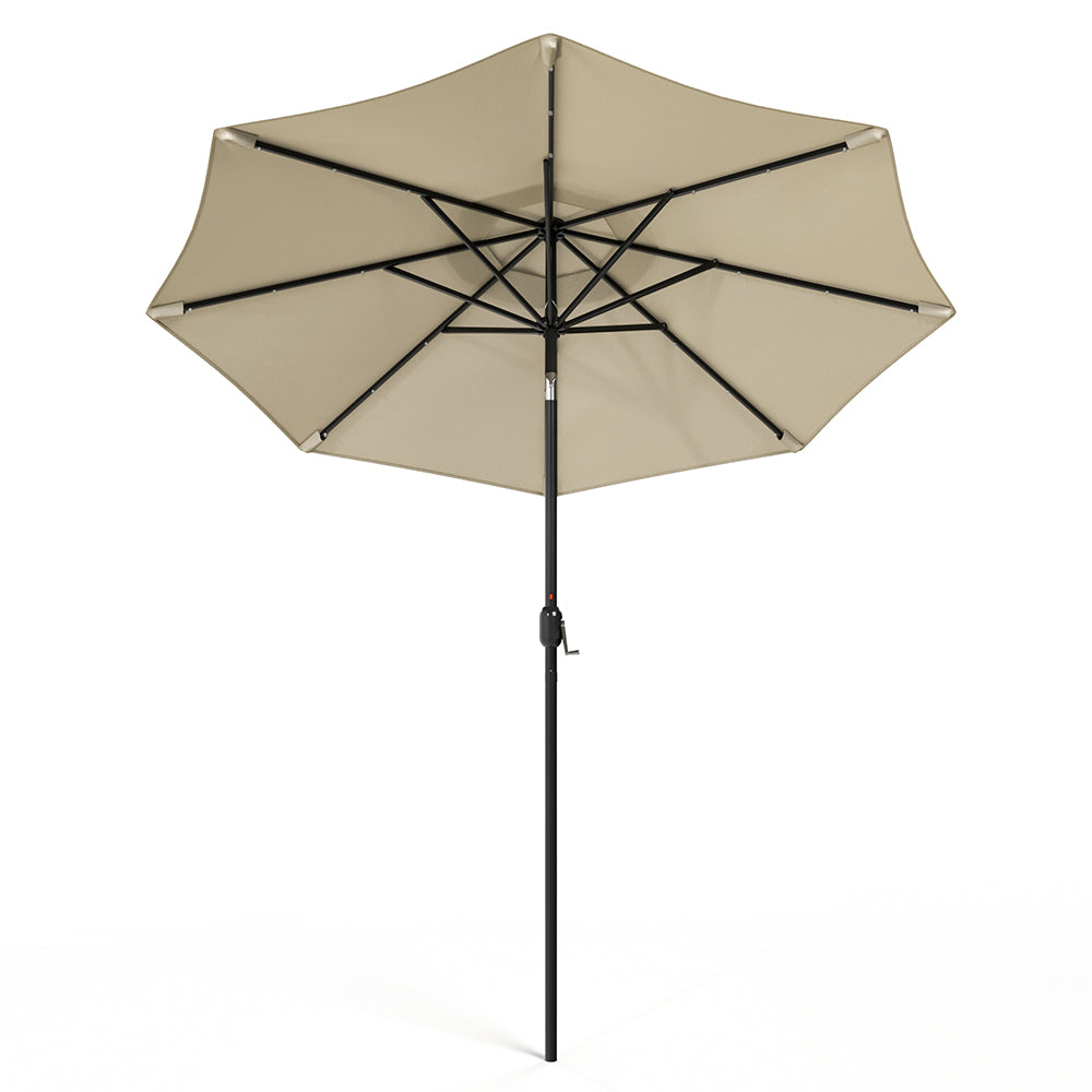 3M Large Garden LED Parasol Outdoor Beach Umbrella with Light Sun Shade Crank Tilt No Base, Beige