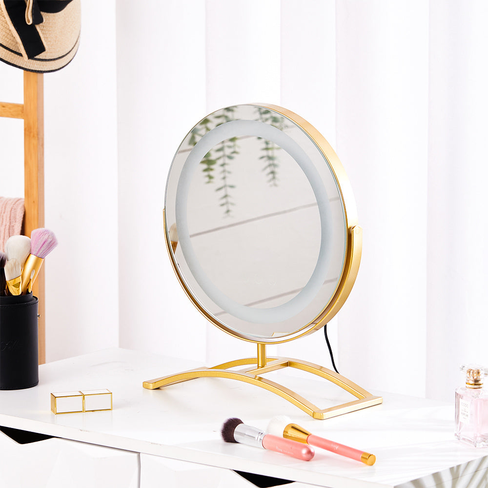 Gold Round LED Makeup Dressing Table Mirror