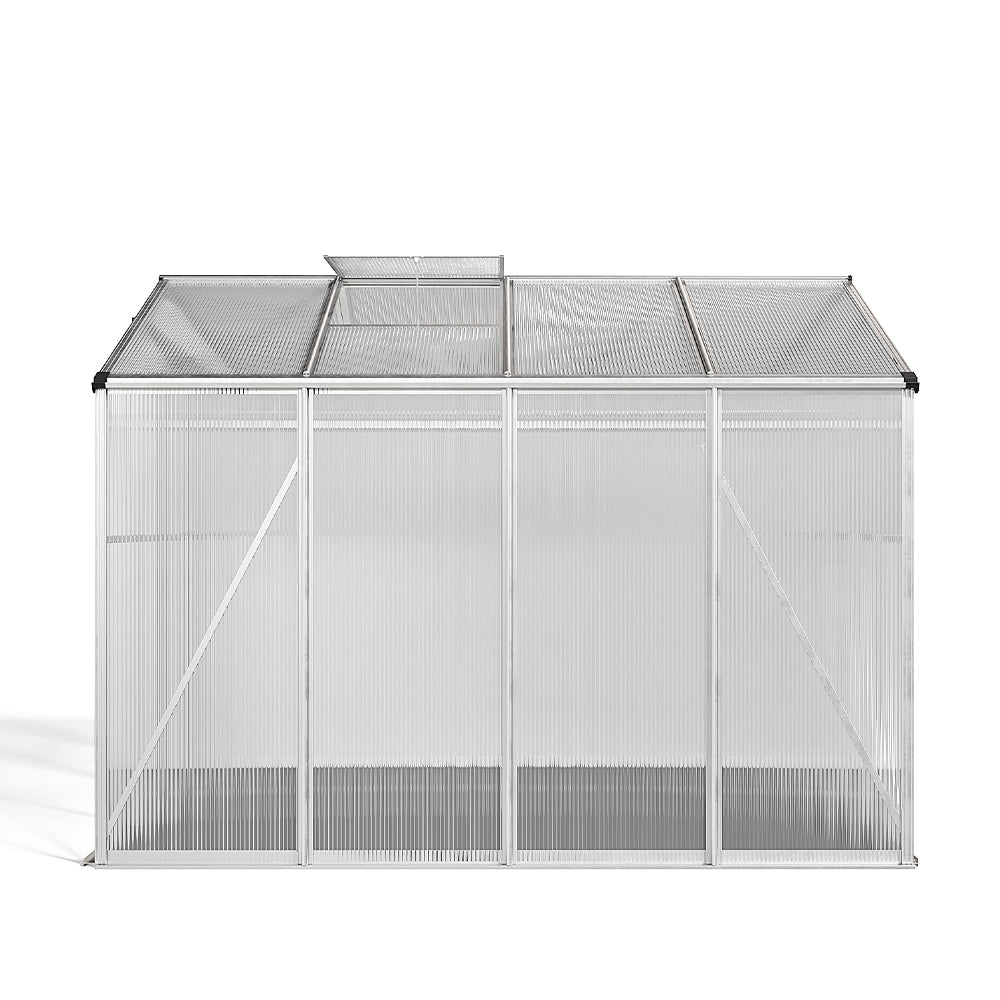 8ft x 6ft Greenhouse Polycarbonate Aluminium Greenhouse with Window and Sliding Door