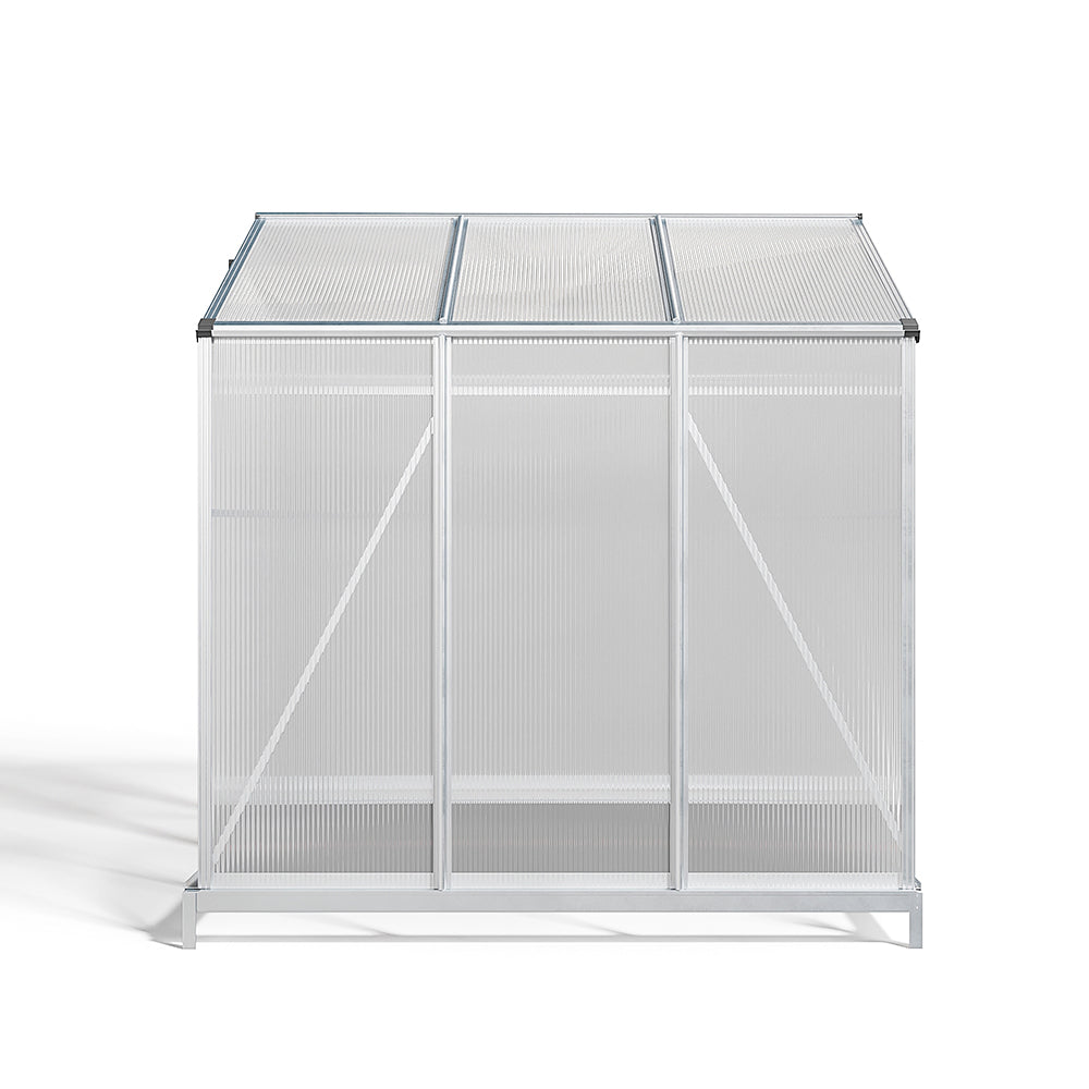 6ft x 6ft Greenhouse Polycarbonate Aluminium Greenhouse with Window, Sliding Door, and Foundation