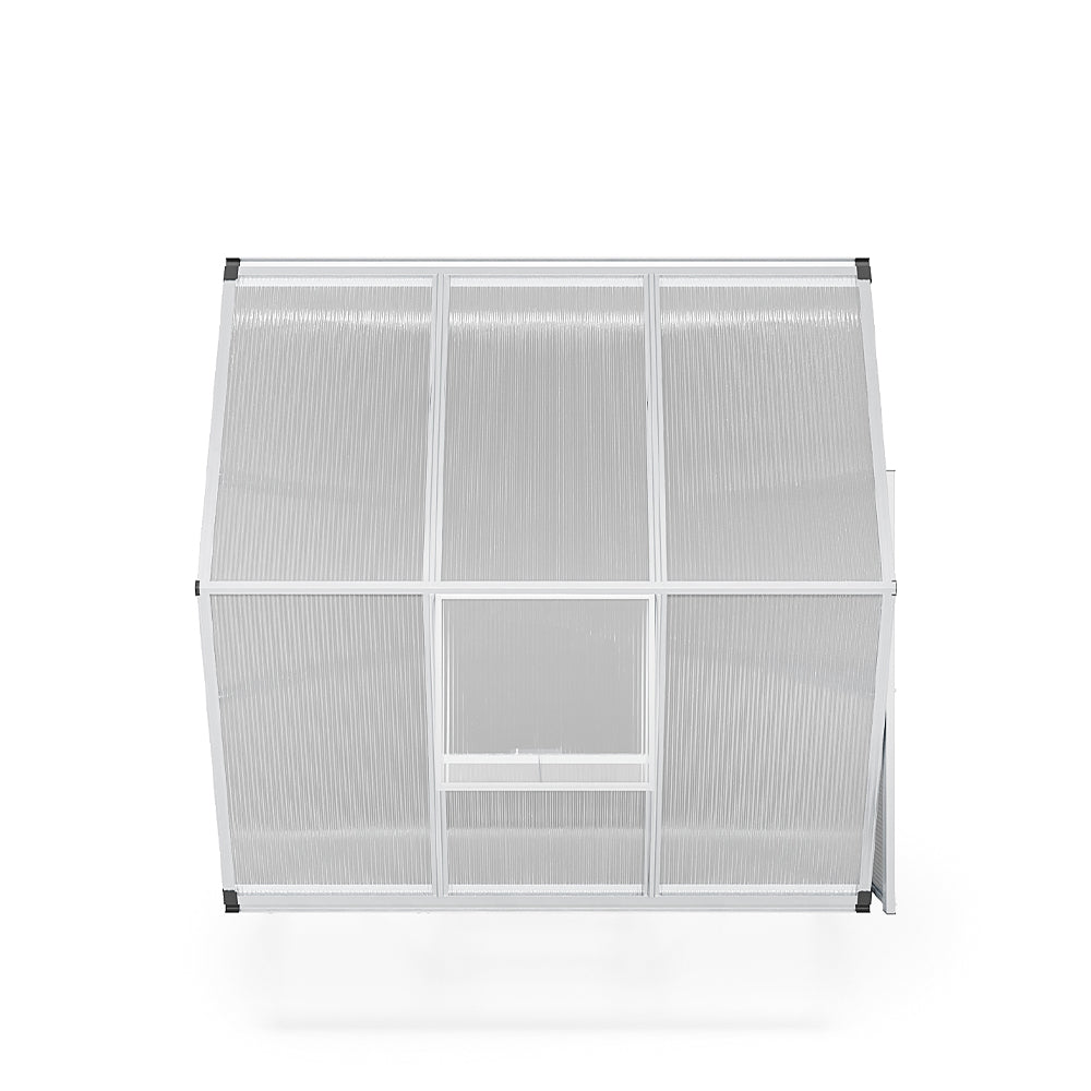 6ft x 6ft Greenhouse Polycarbonate Aluminium Greenhouse with Window and Sliding Door