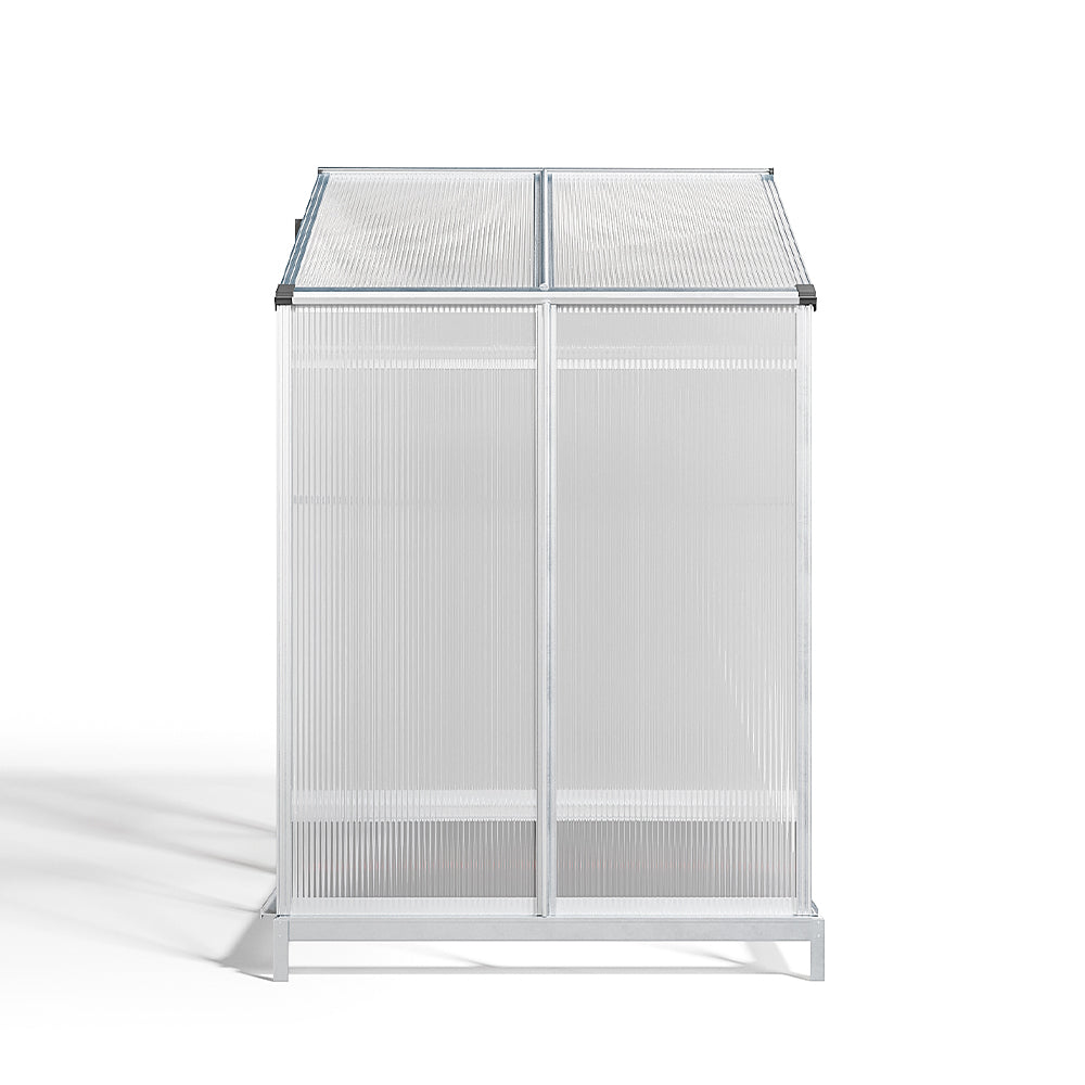 4ft x 6ft Greenhouse Polycarbonate Aluminium Greenhouse with Window, Sliding Door, and Foundation