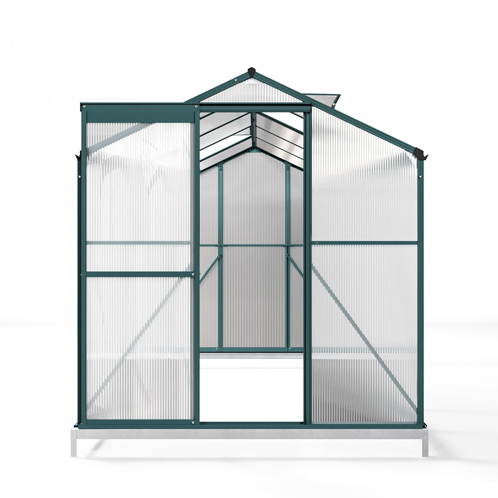 10ft x 6ft Garden Greenhouse Aluminium Polycarbonate Green Plant Housing With Base