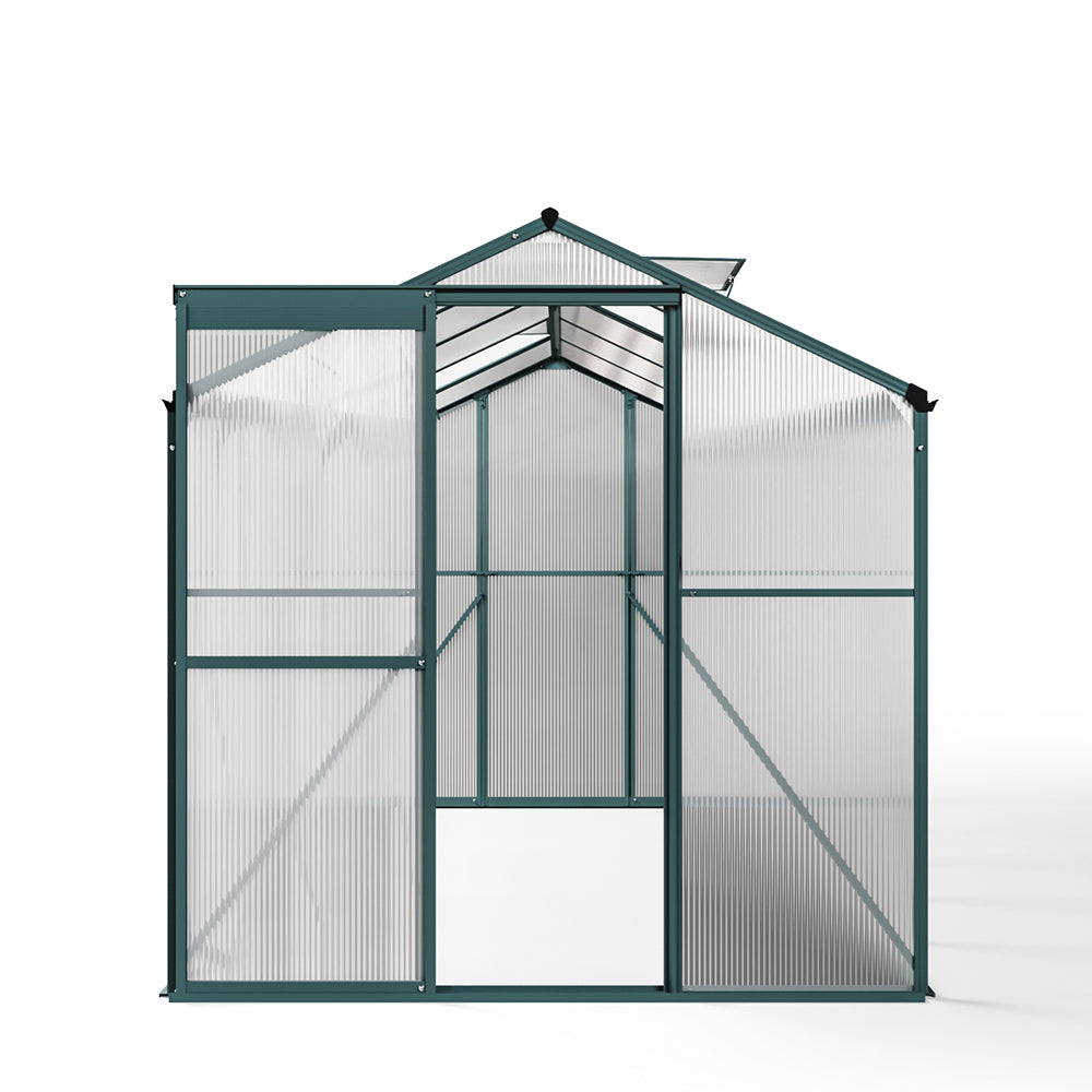 10ft x 6ft Garden Greenhouse Aluminium Polycarbonate Green Plant Housing Without Base