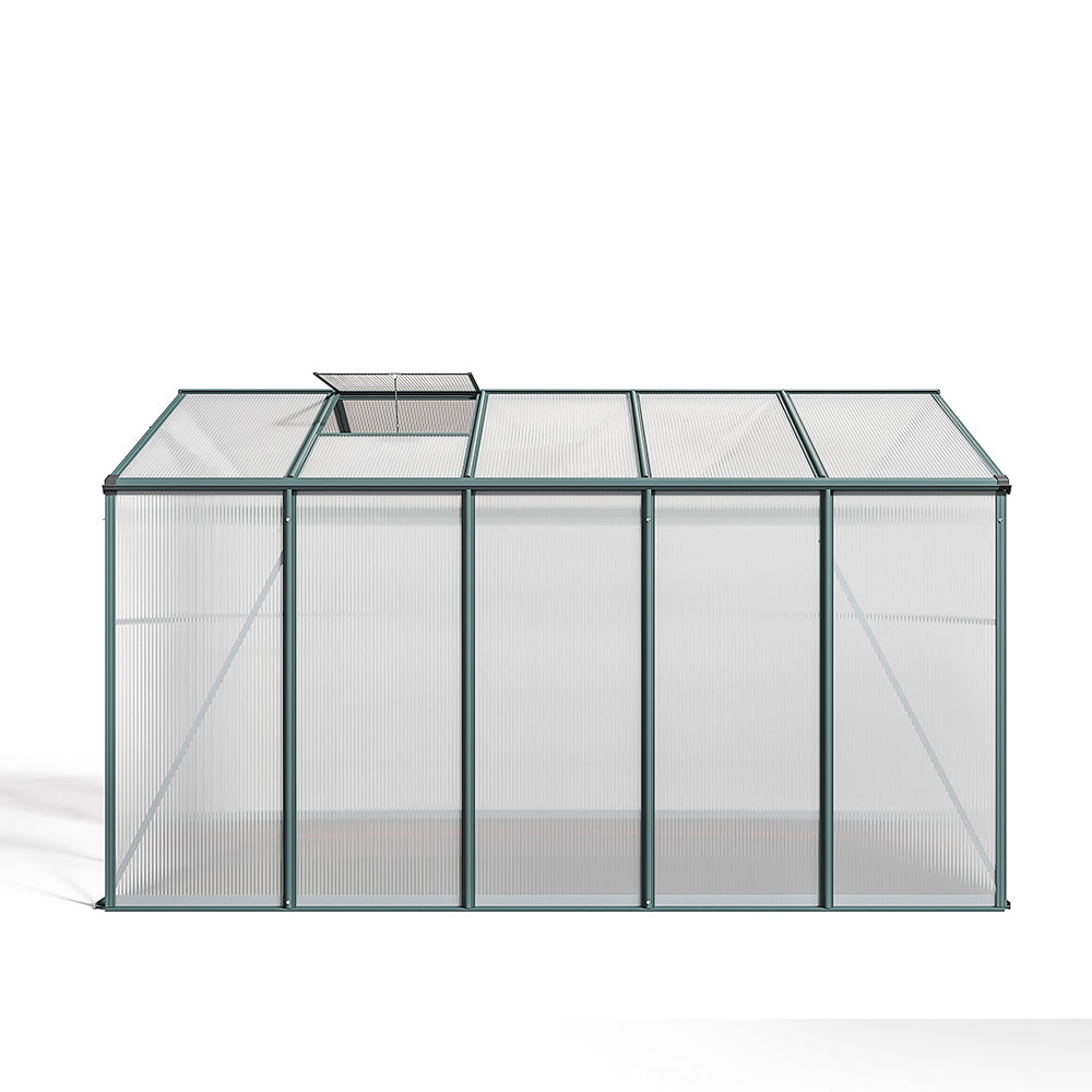 10ft x 6ft Garden Greenhouse Aluminium Polycarbonate Green Plant Housing Without Base