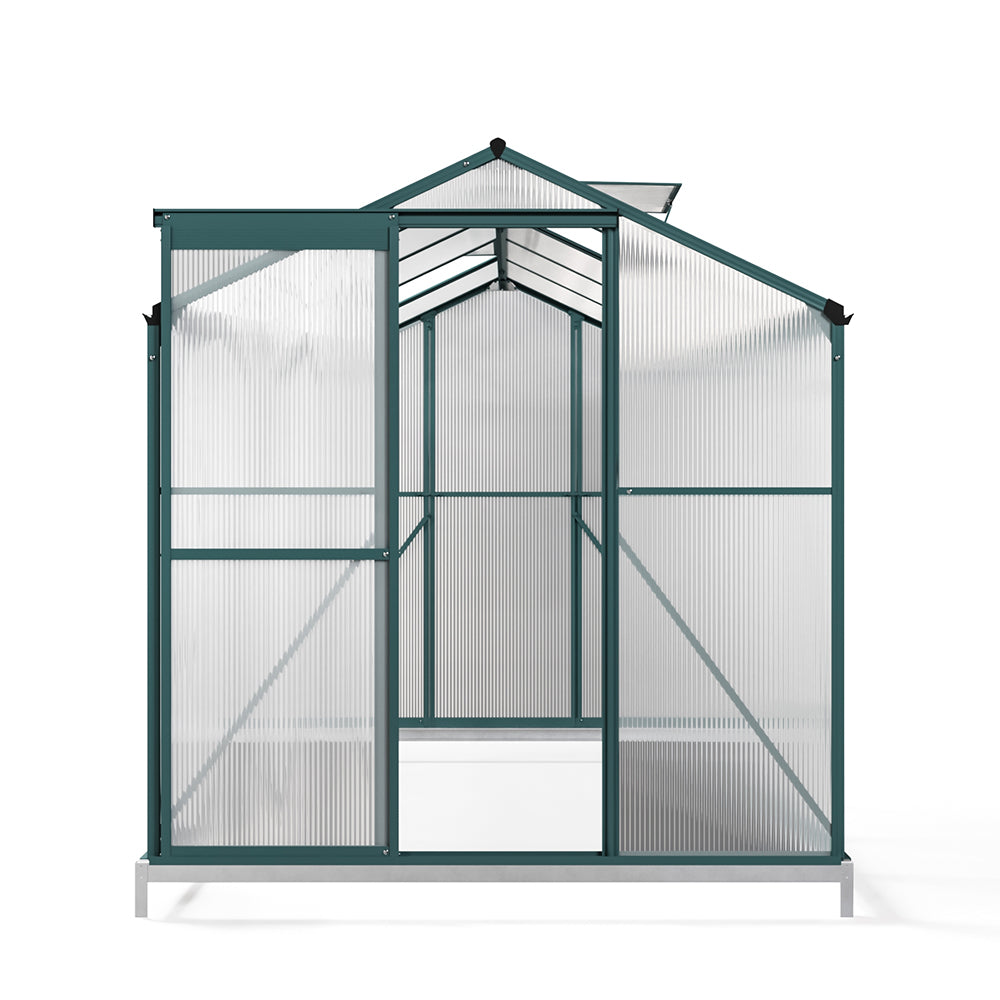 8ft x 6ft Garden Greenhouse Aluminium Polycarbonate Green Plant Housing With Base