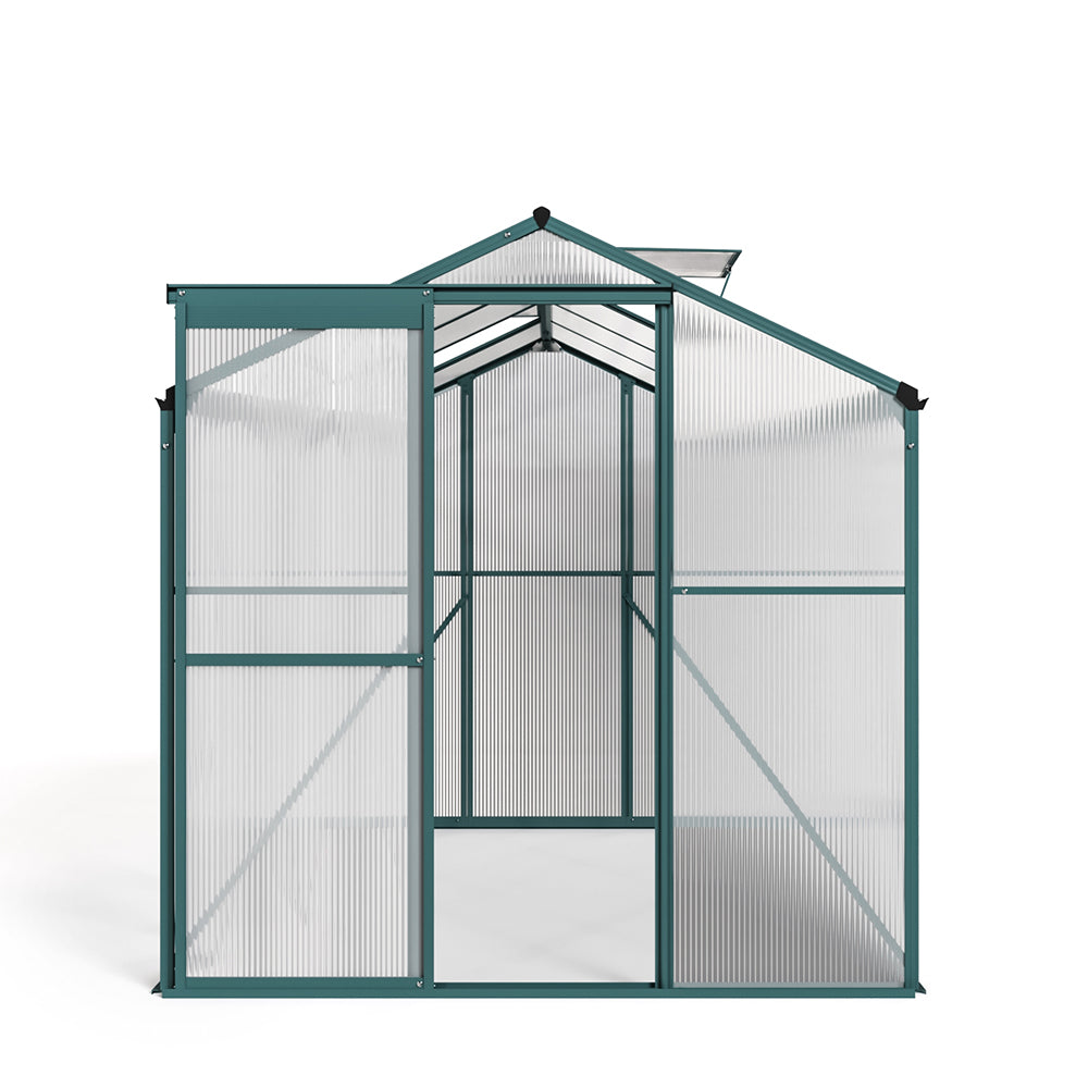 8ft x 6ft Garden Greenhouse Aluminium Polycarbonate Green Plant Housing Without Base