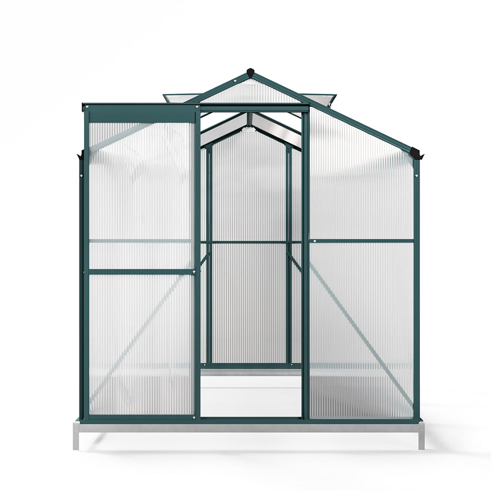 6ft x 6ft Garden Greenhouse Aluminium Polycarbonate Green Plant Housing With Base