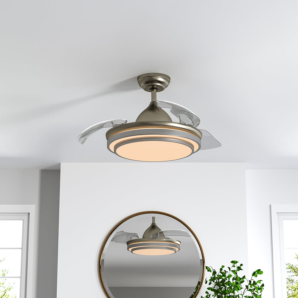 42 Inch Ceiling Fan Blade Light+Remote Control Nickel