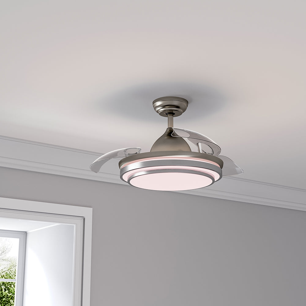 42 Inch Ceiling Fan Blade Light+Remote Control Nickel