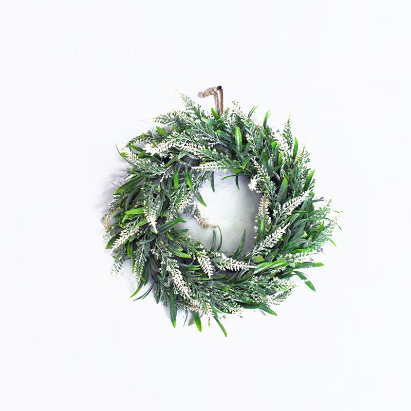 Large Hanging Artificial Lavender Flower Door Wreath, White