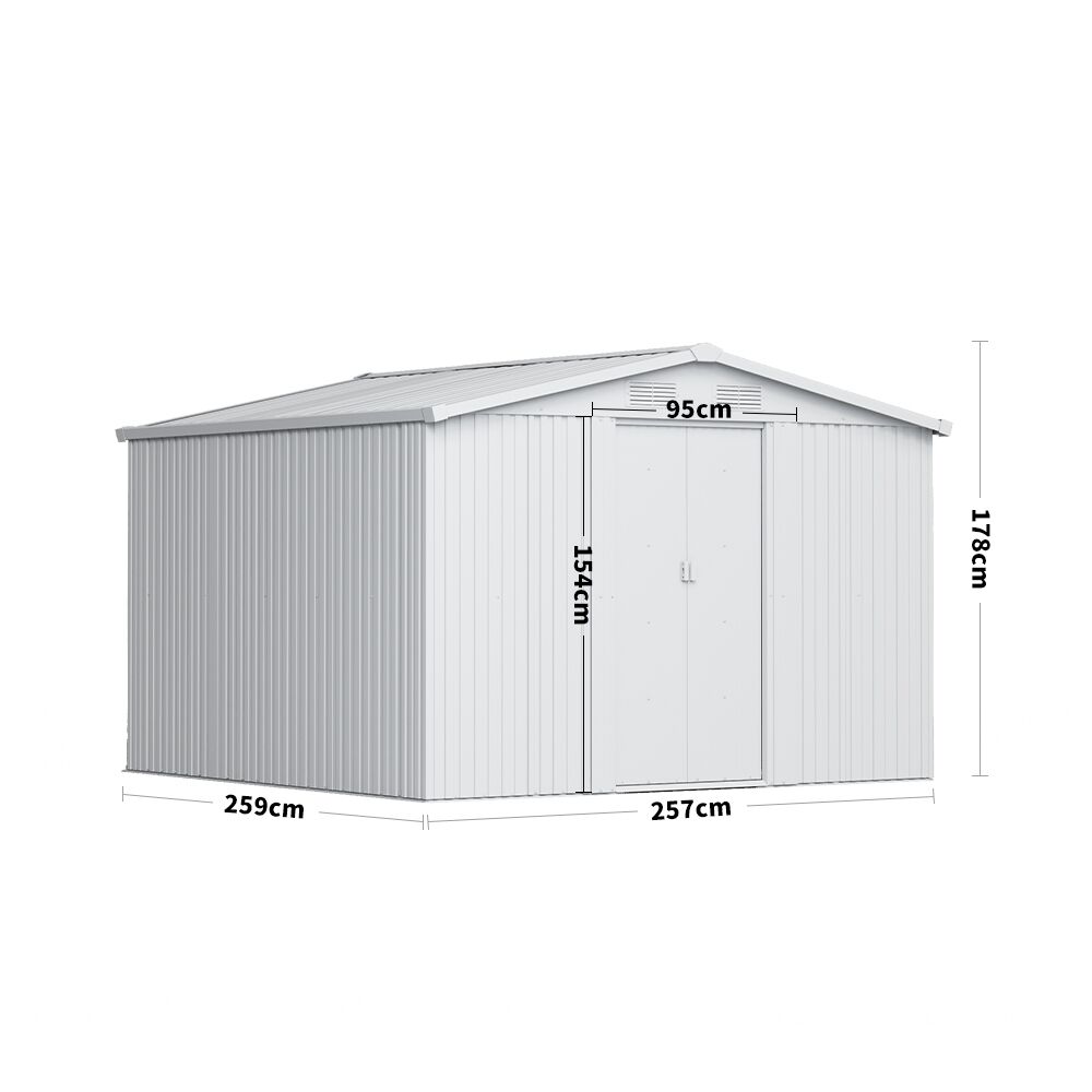 8ft x 8ft Green Metal Garden Shed Garden Storage with Base Foundation