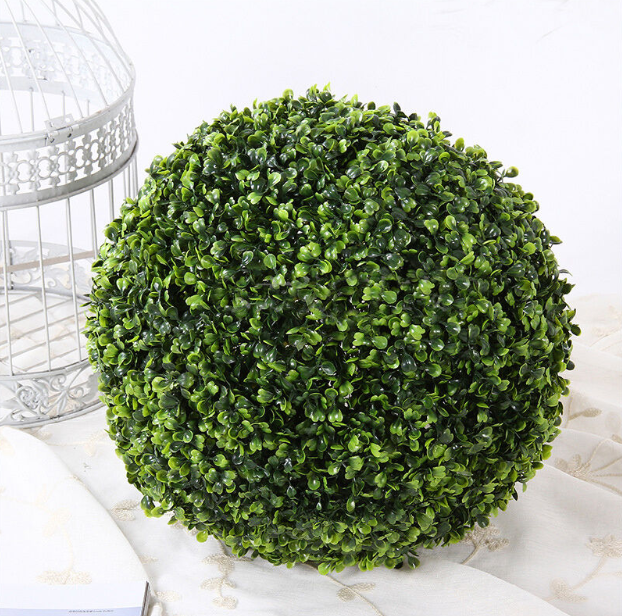 Artificial Green Boxwood Topiary Balls Outdoor Garden Basket Plant, 28CM
