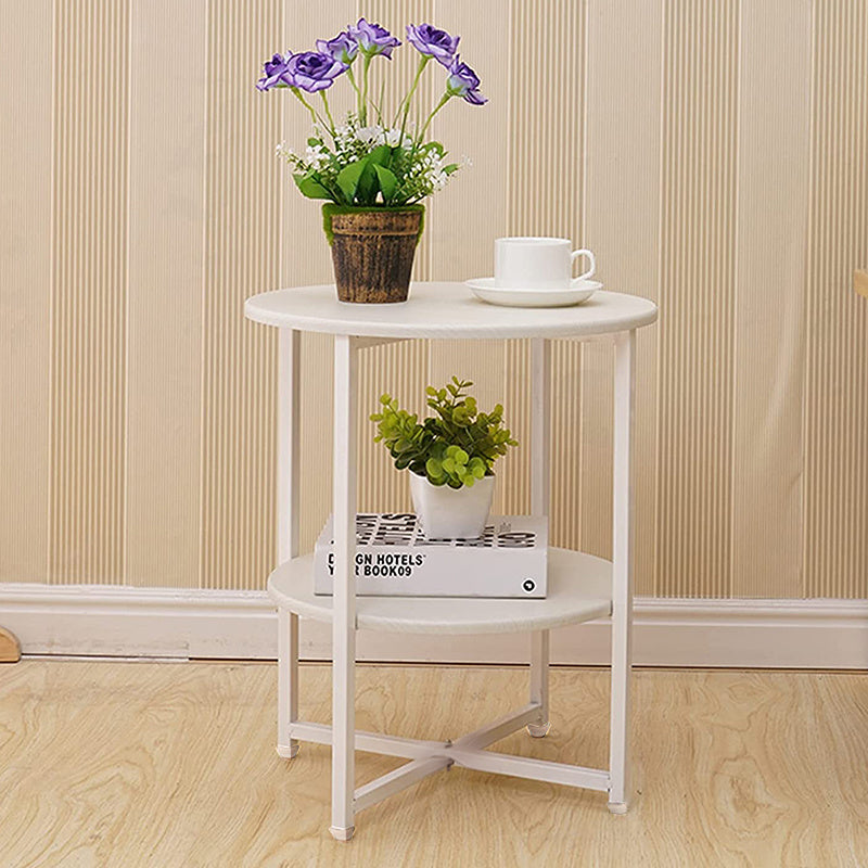 WHite Small Round Coffee Table with 2 Tier