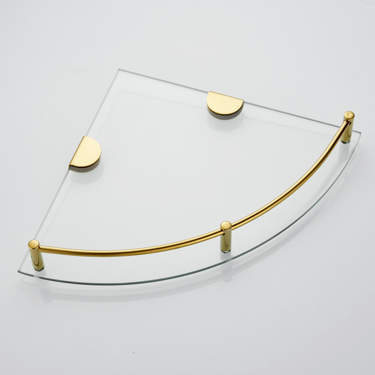 Gold Set of 2 Bathroom Glass Corner Shelf Wall Mounted