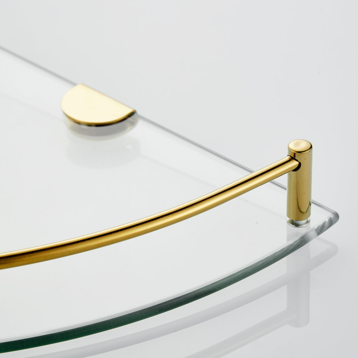 Gold Set of 2 Bathroom Glass Corner Shelf Wall Mounted