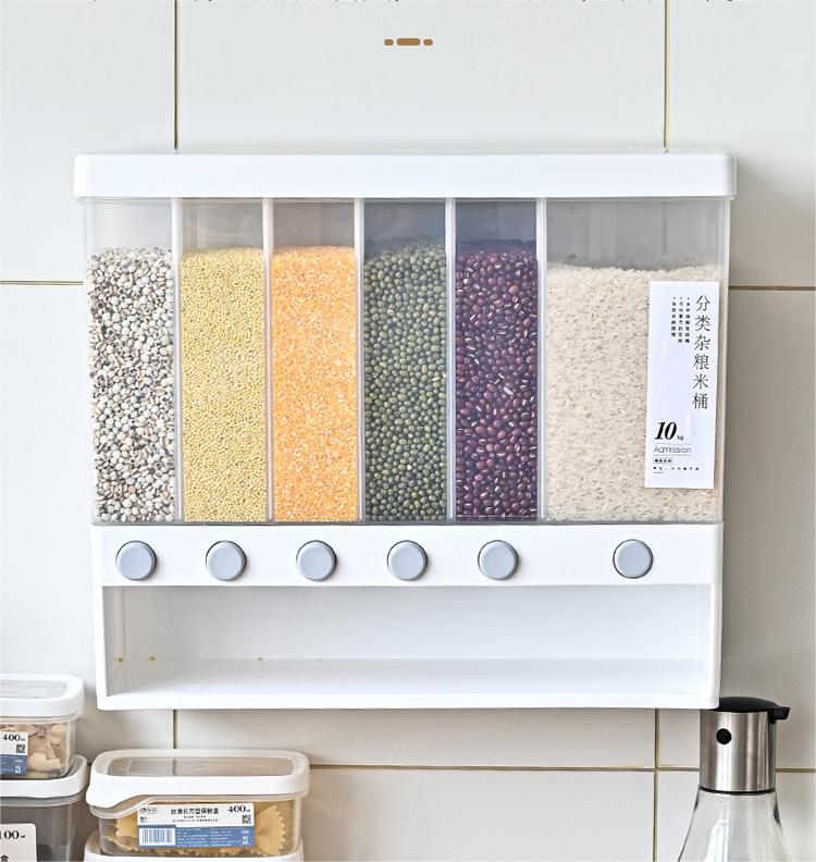 Wall mounted Cereal Dispenser Kitchen Storage with Measuring Cup