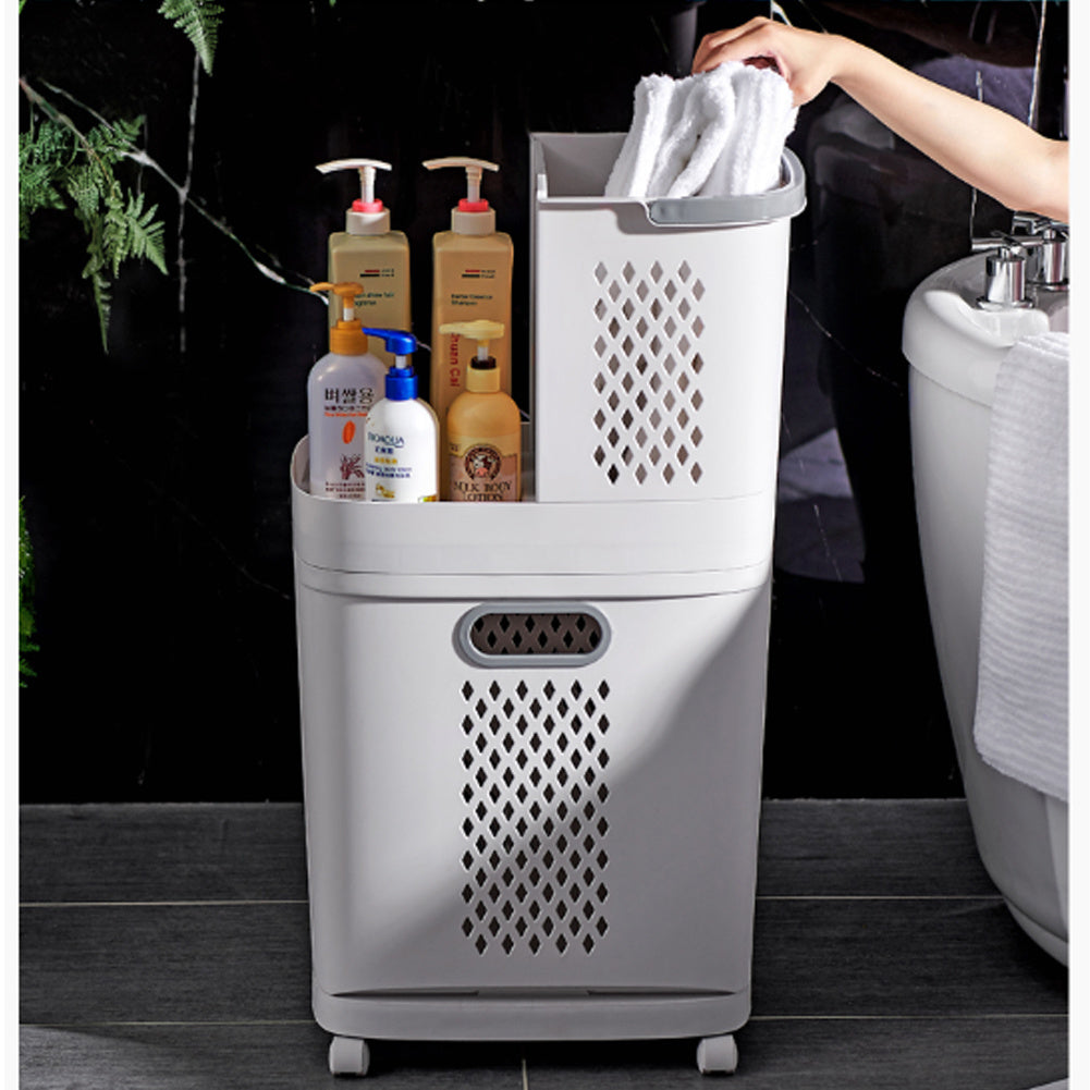 3 Grid Laundry Basket Retractable Compartment Washing Cloth Storage Bag