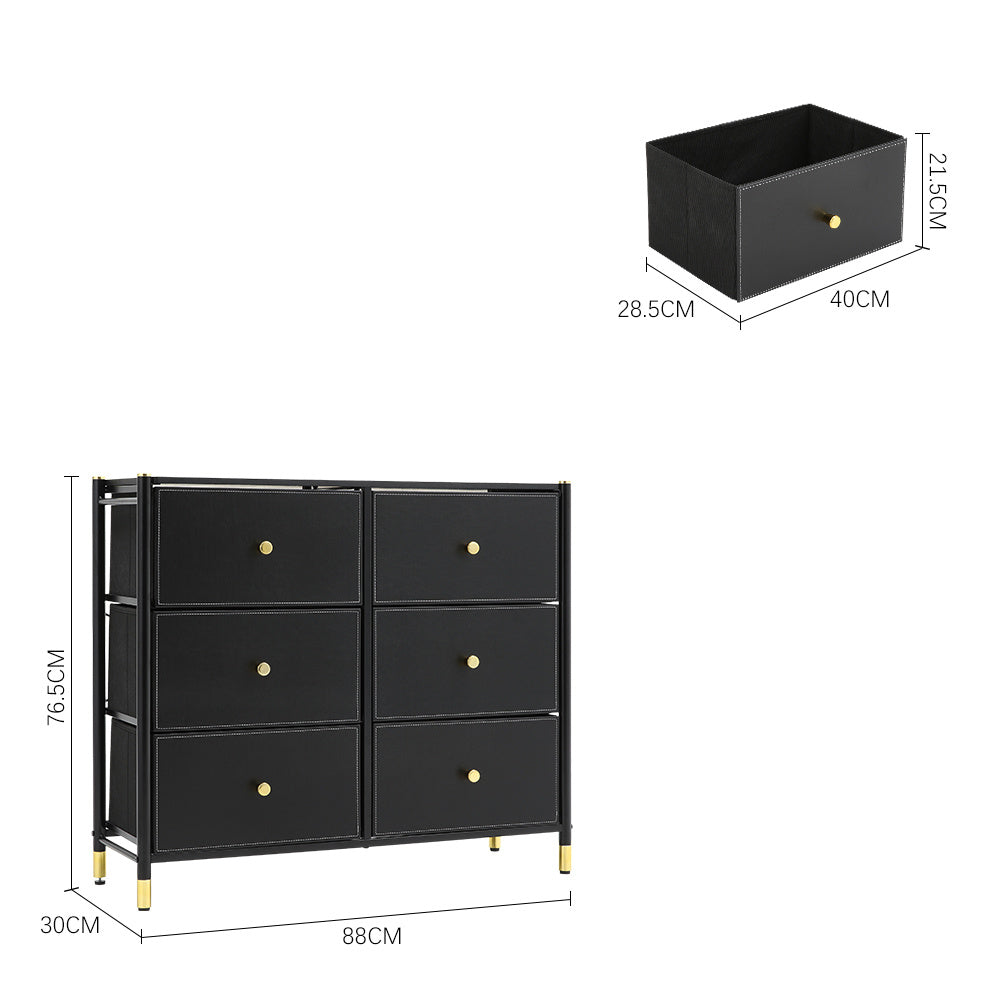 Black 6 Drawer Plastic Storage Cabinet