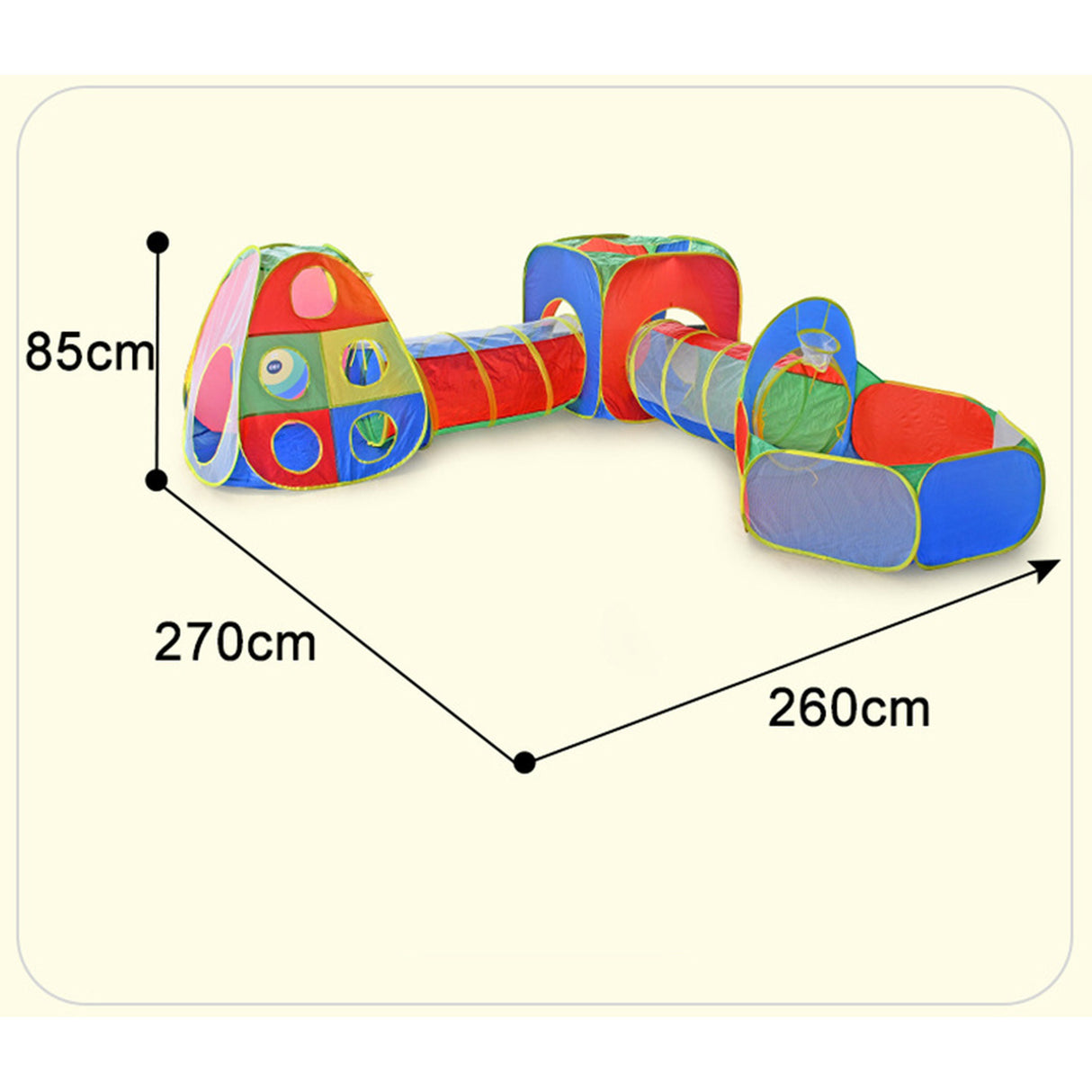 Blue Kids Play Tent Set Ball Pit with Tunnel Toddlers Playhouse