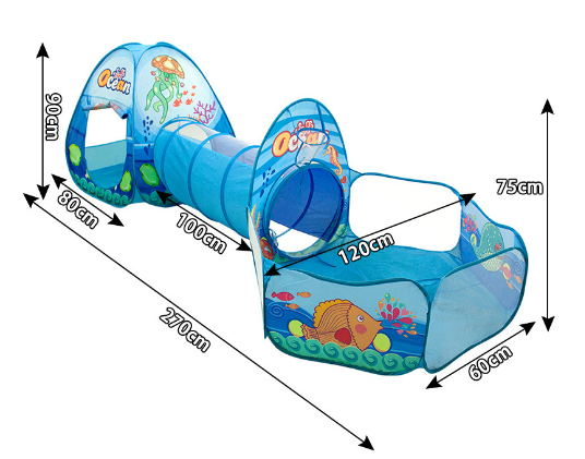 Kids Pop Up Play Tent Set Toddlers Tunnel Playhouse