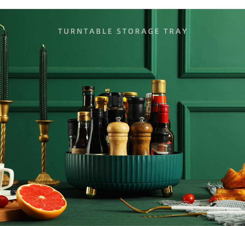 Green Rotating Round Spice Storage Organizer