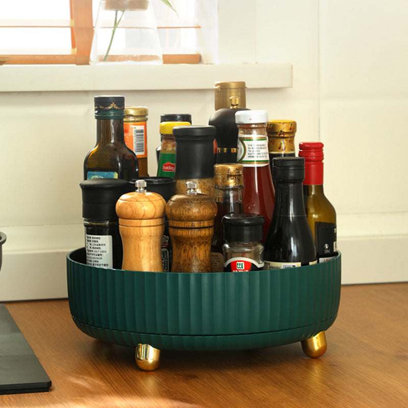 Green Rotating Round Spice Storage Organizer