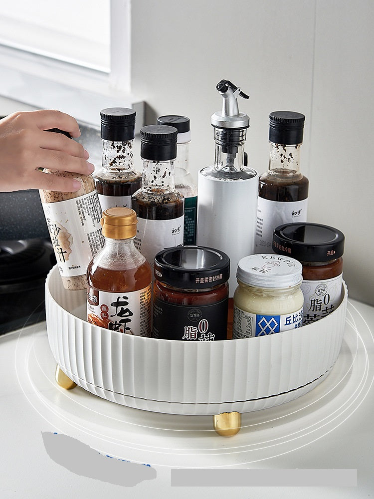 Pearl White Rotating Round Spice Storage Organizer