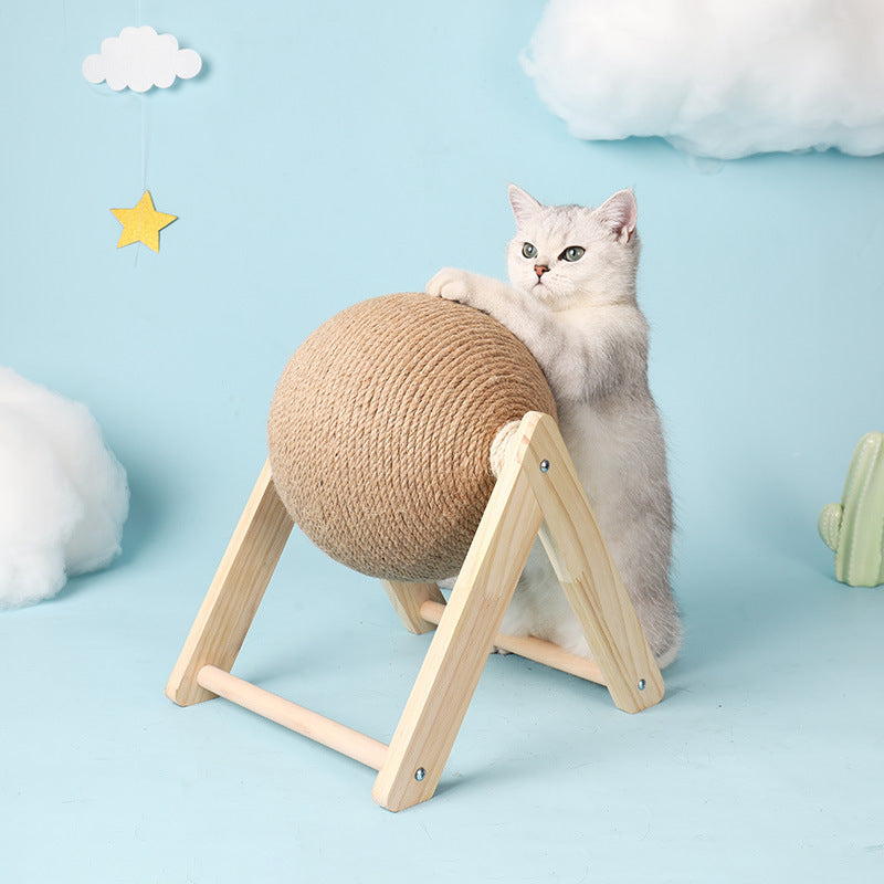 Wooden Cat Scratching Ball Kitten Scratcher Toy