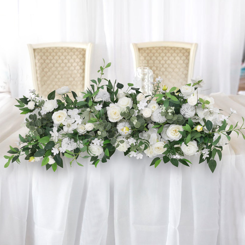 Milky White Peony Rose Wedding Aisle Flowers