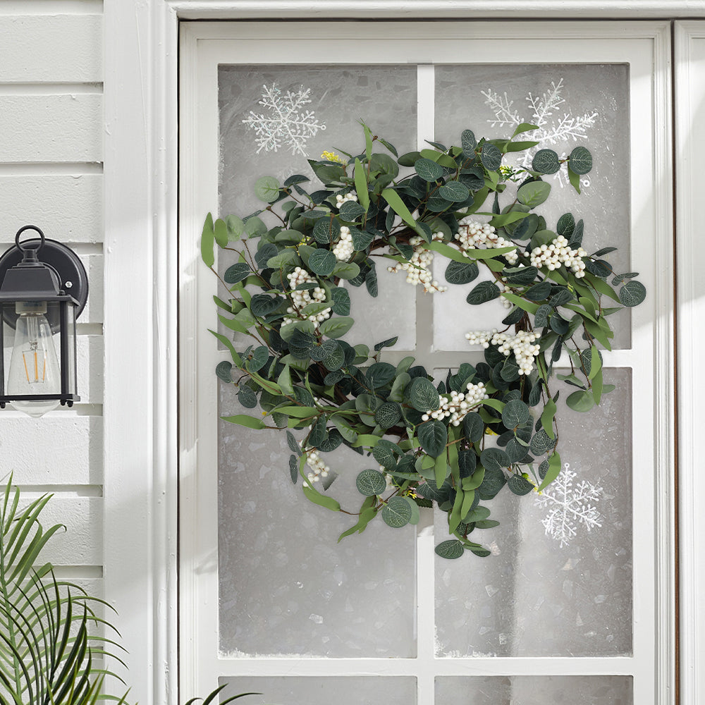 55CM Artificial Topiary Wreath Eucalyptus Leaf Door Decor