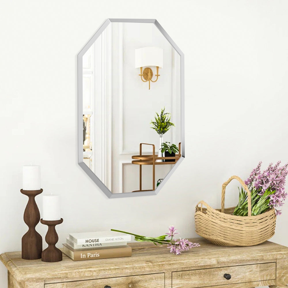 Wall Mounted Mirror with Beveled Edge for Bathroom