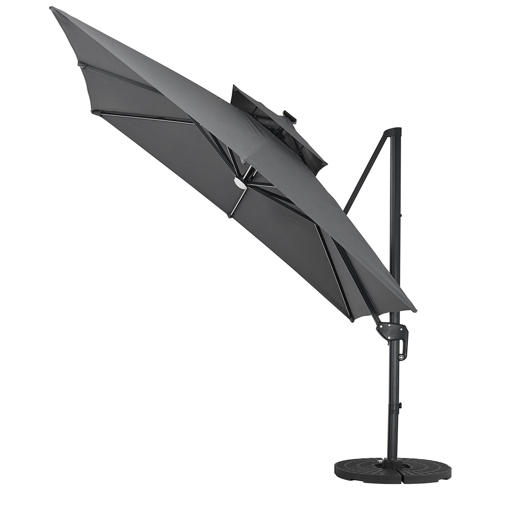 Dark Grey 3M Garden Roma Tilting Cantilever Parasol With Fan shaped Base