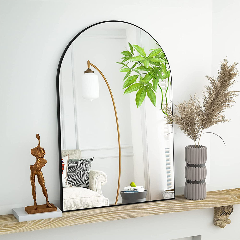 Black 60cm Aluminum Arched Wall Mirror