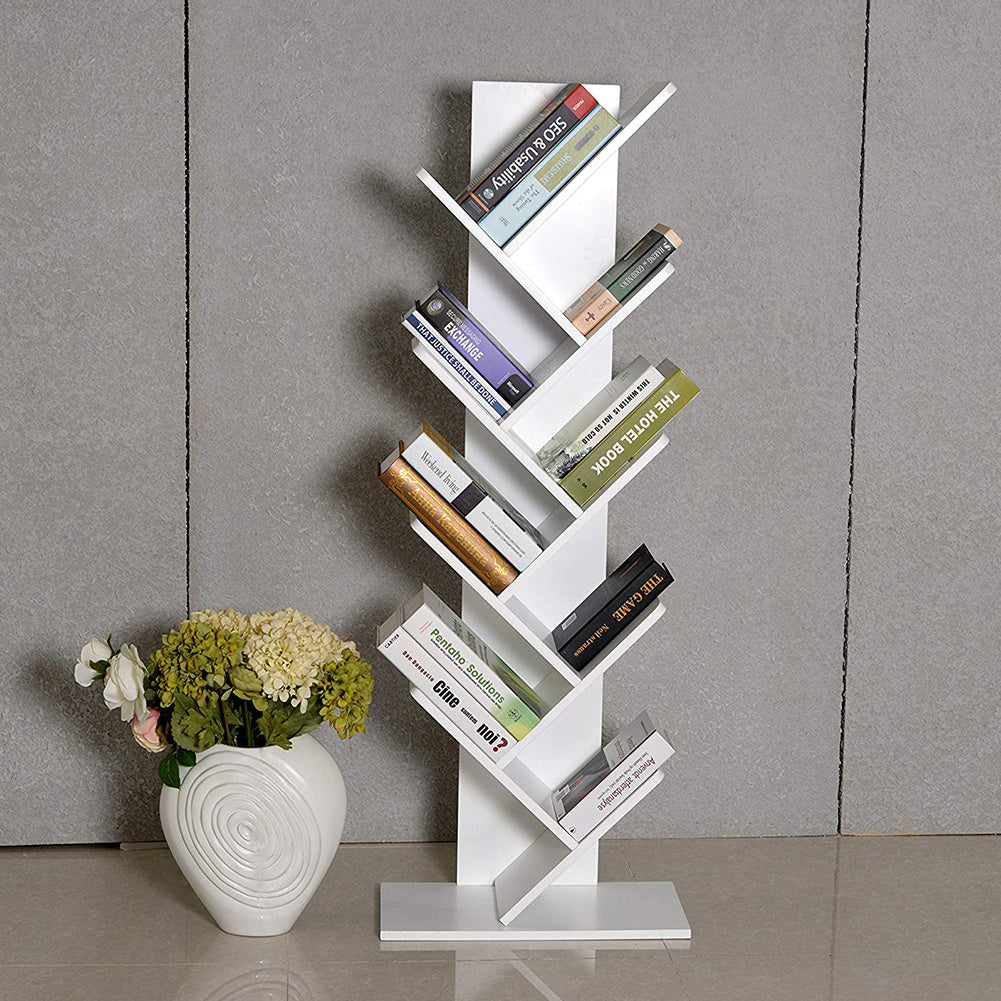 9 Layer Tree Shape Bookshelf Desktop Organizer, White