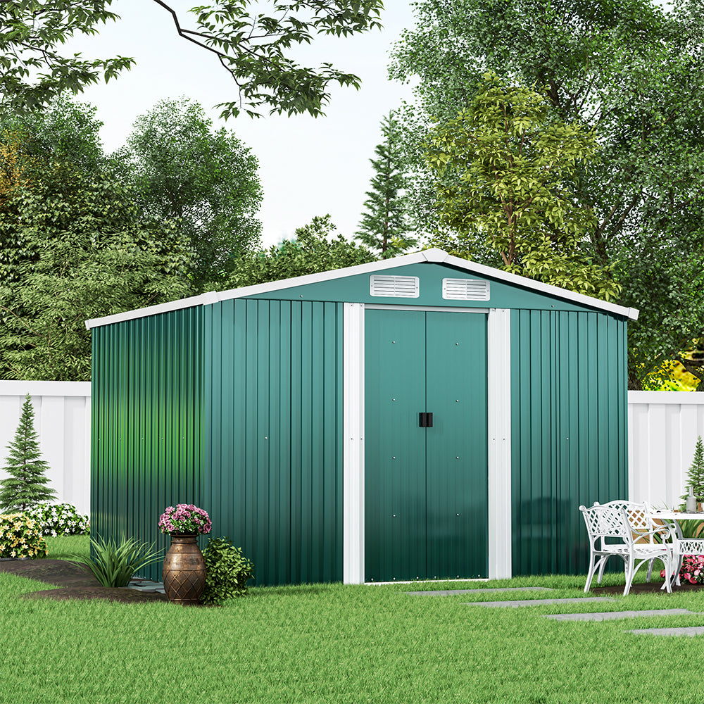 6ft x 8ft Metal Garden Shed Outdoor Tool shed,Green