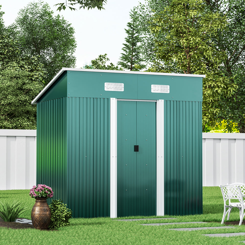 4ft x 6ft Metal Garden Shed Outdoor Tool shed,Green