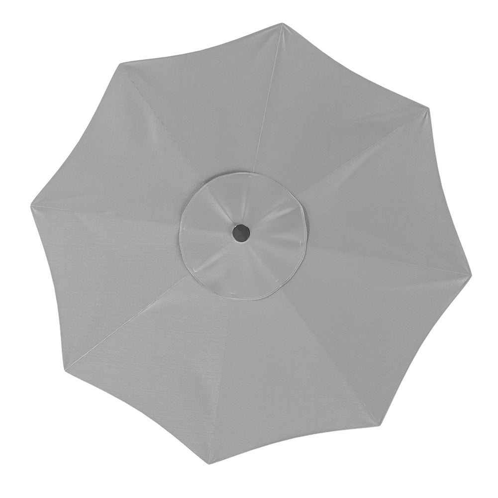 3M Large Garden LED Parasol Outdoor Beach Umbrella with Light Sun Shade Crank Tilt with Square Base, Light Grey