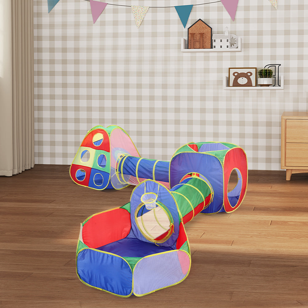 Blue Kids Play Tent Set Ball Pit with Tunnel Toddlers Playhouse