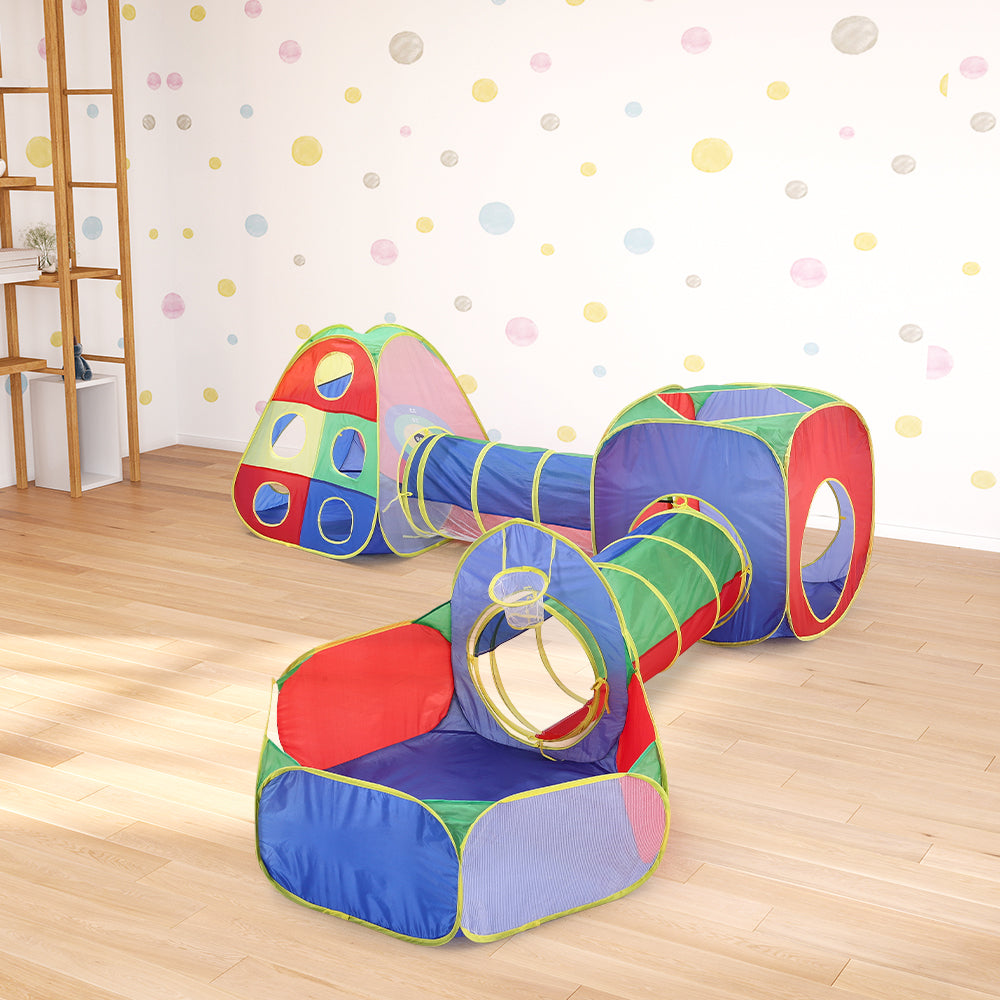 Blue Kids Play Tent Set Ball Pit with Tunnel Toddlers Playhouse