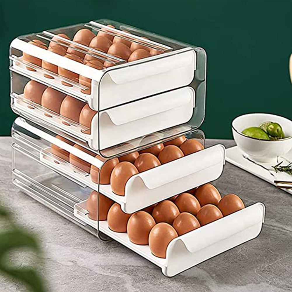 Double layer Transparent Egg Storage Drawer Box