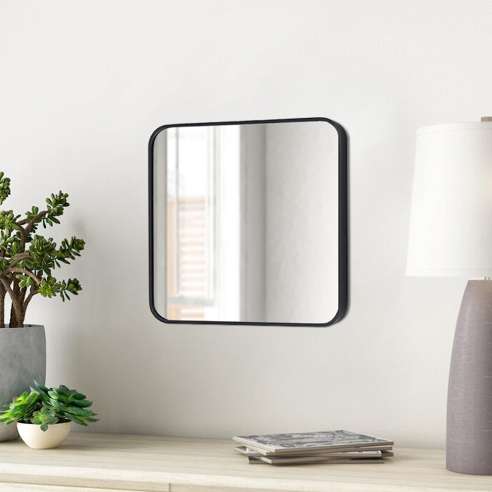 Black 40cm Square Wall Mirror with Aluminum Alloy Frame