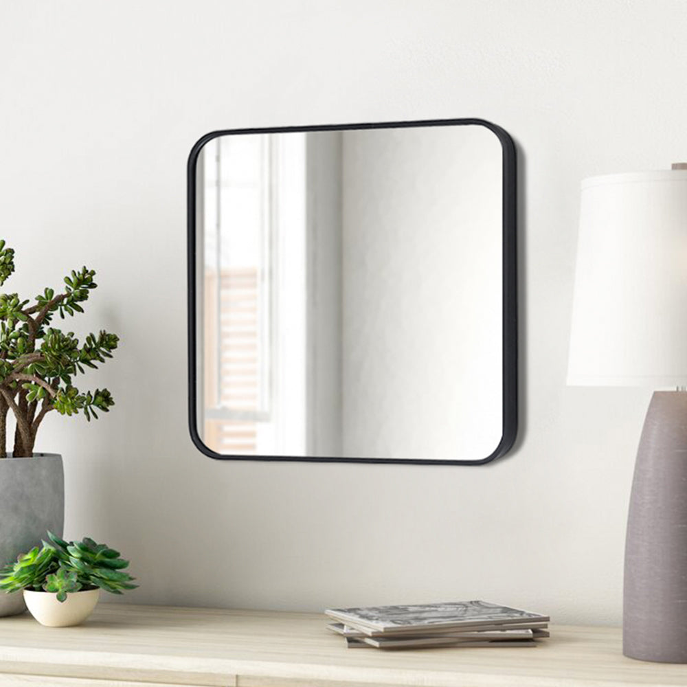 Black 50cm Square Wall Mirror with Aluminum Alloy Frame